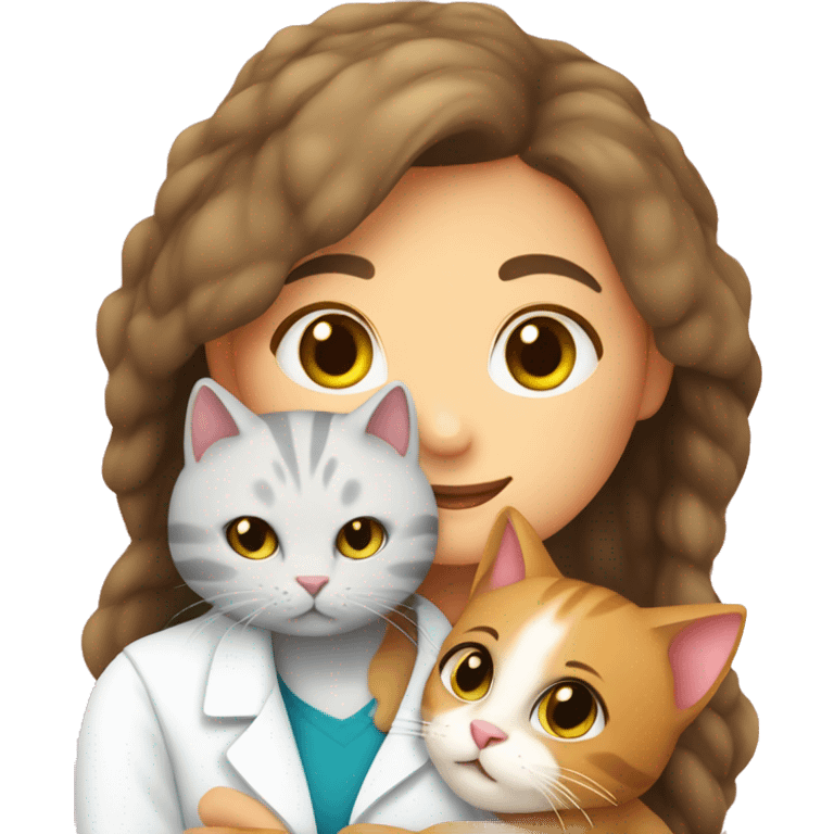 cat cuddles veterinarian girl emoji