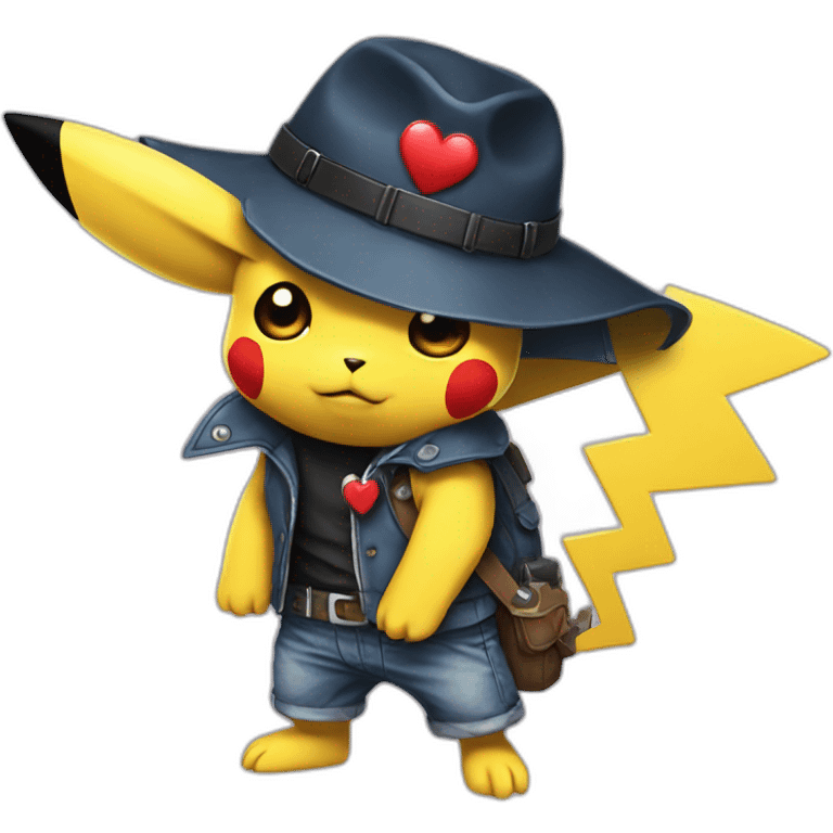 Pikachu gangster with a heart emoji