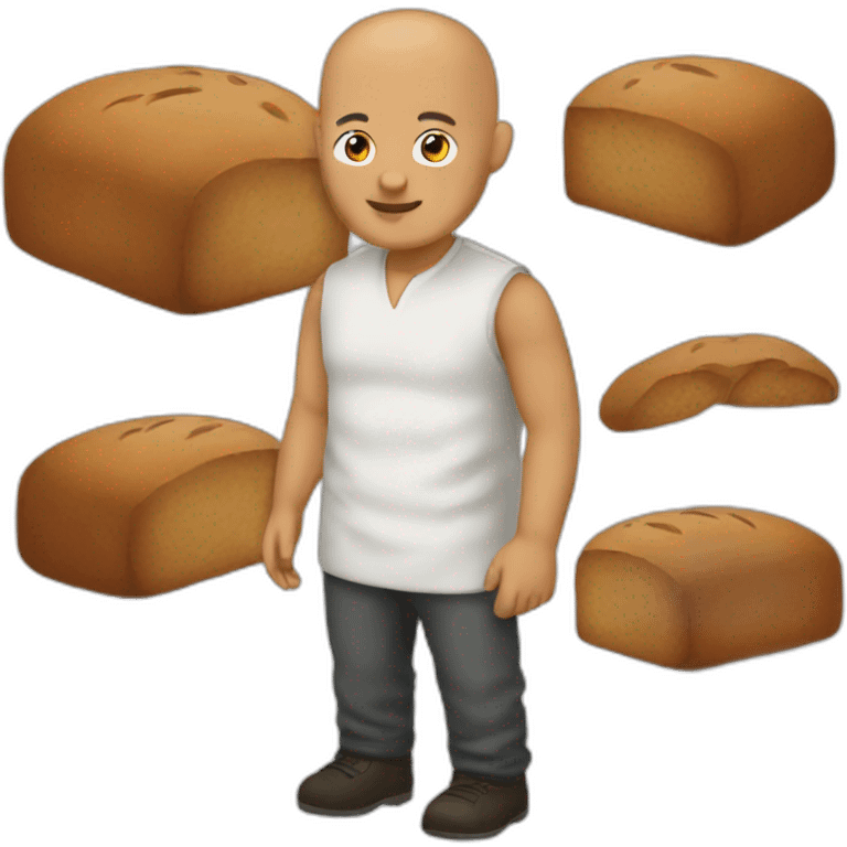 Bald man with dark bread  emoji