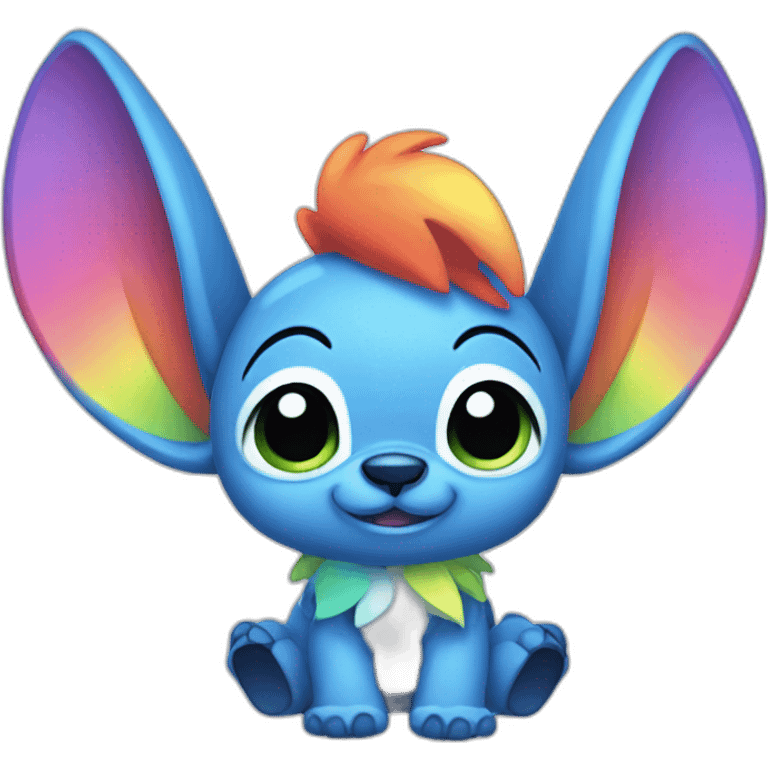  Stitch with big ears rainbow colored emoji