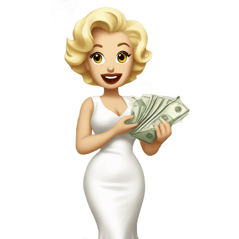 Marilyn Monroe with money in white dress emoji