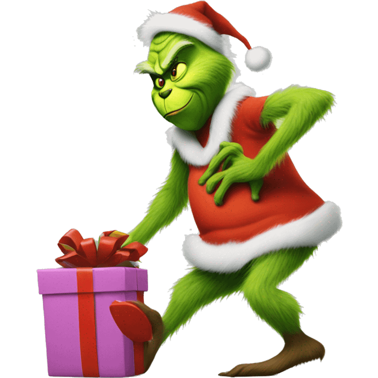 The grinch stealing presents  emoji