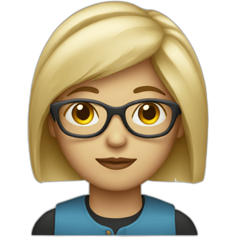 blonde visual designer with glasses and fringe emoji