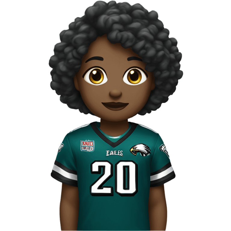 cute little black with silver dog wearing a eagles jersey  emoji