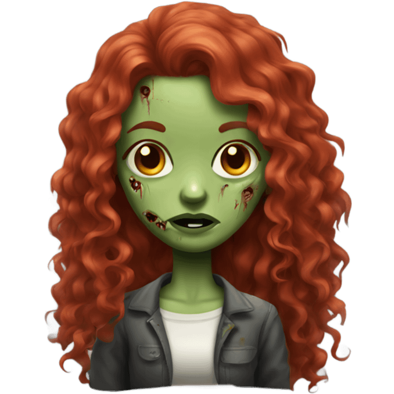 Zombie girl with long red curly hair emoji