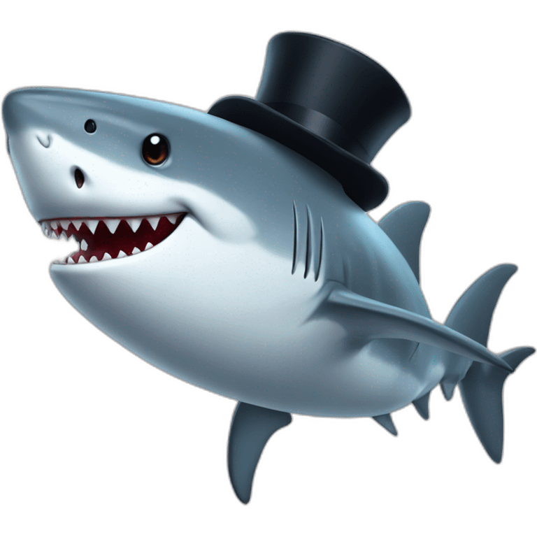 Shark with a top hat emoji