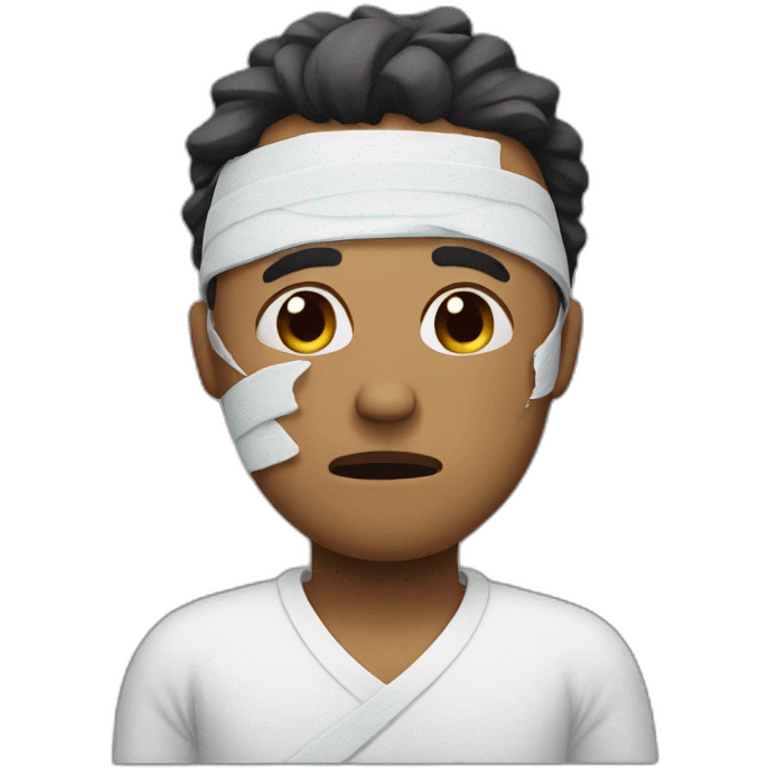 MAN covered IN BANDAGES sad expression emoji