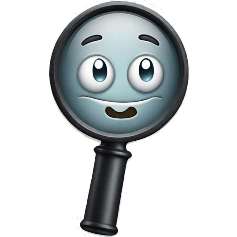 an emoji with a magnifying glass looking for something and thinking emoji