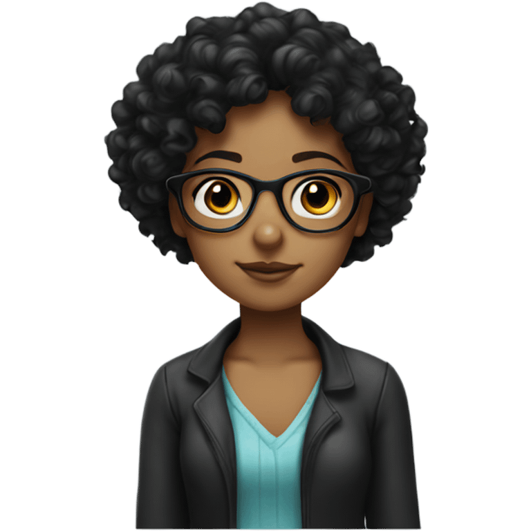 Black curly haired girl with glasses  emoji