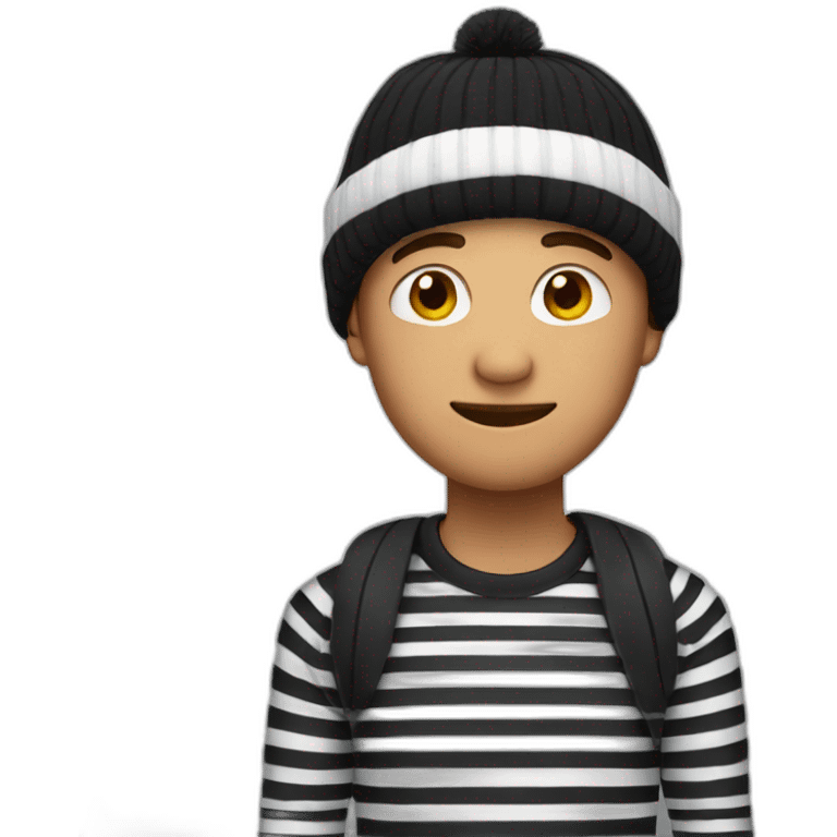 guy with beanie and black and white striped shirt emoji