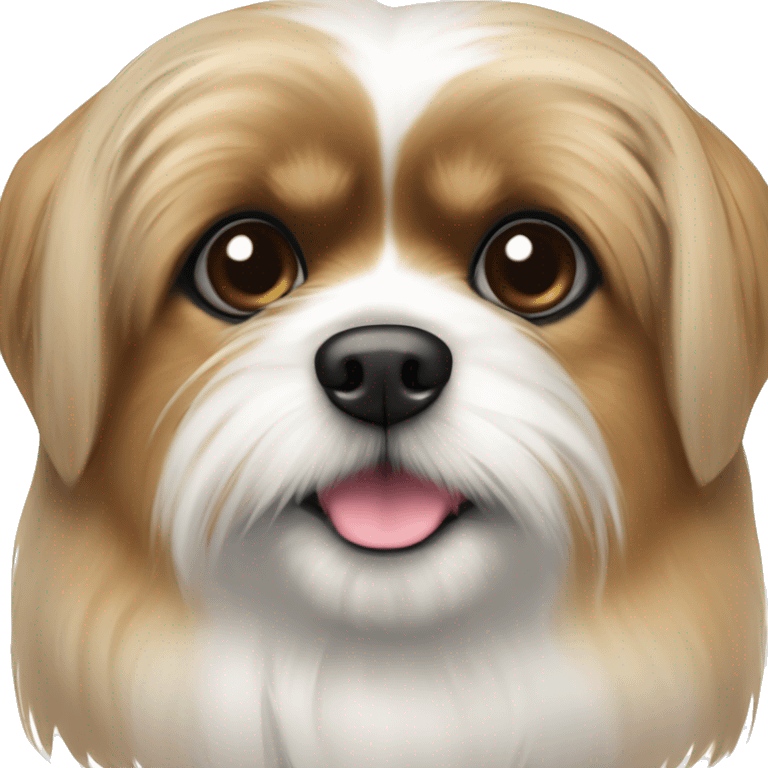 Pomeranian Shih Tzu mix with brown and white coat emoji