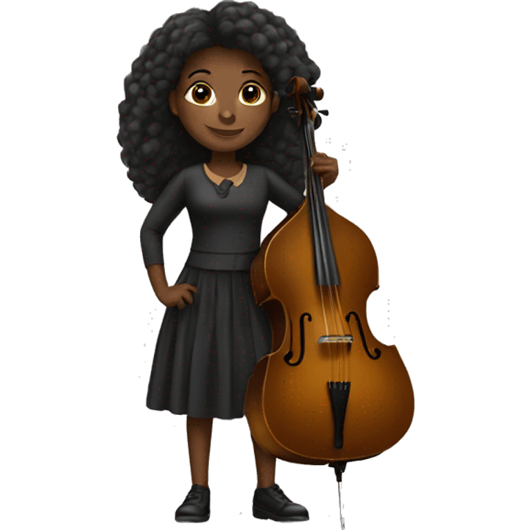 black girl with double bass emoji