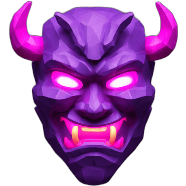 ONI MASK magenta color eyes glowing neon japanese style low poly 3d emoji