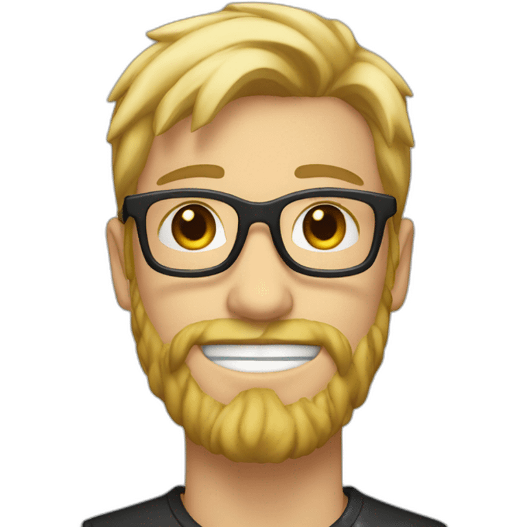 blonde guy with a mullet and black and brown glasses and silver earrings with a beard emoji