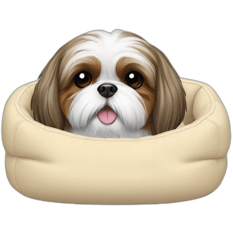 Shih tZu Dog in a dog bed  emoji