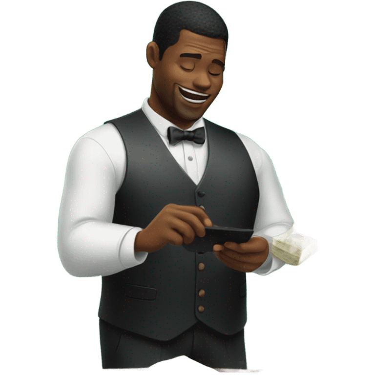 black casino dealer counting cash emoji