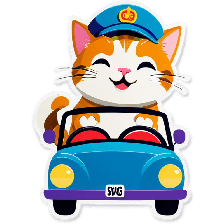 Cat driving to Wendy’s emoji