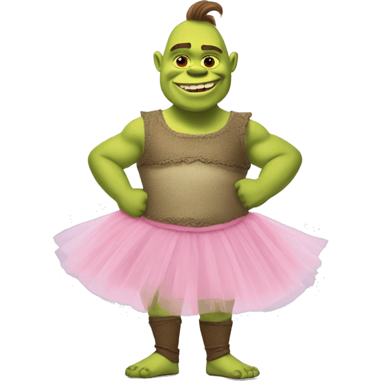 Shrek wearing a tutu emoji