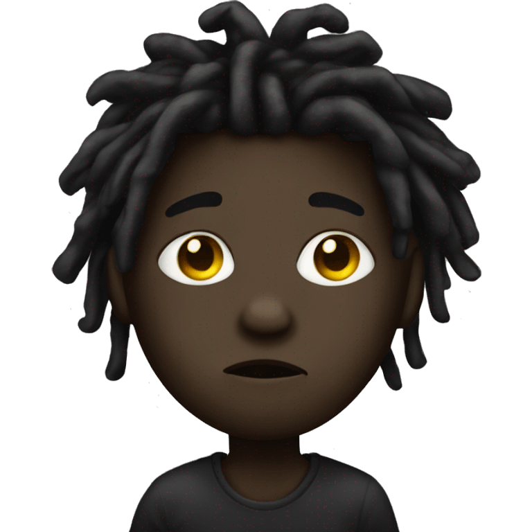 Dark boy with dreads covering lips with one finger emoji