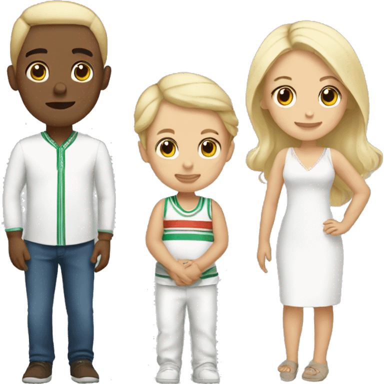 mexican guy white blonde girl and baby boy emoji