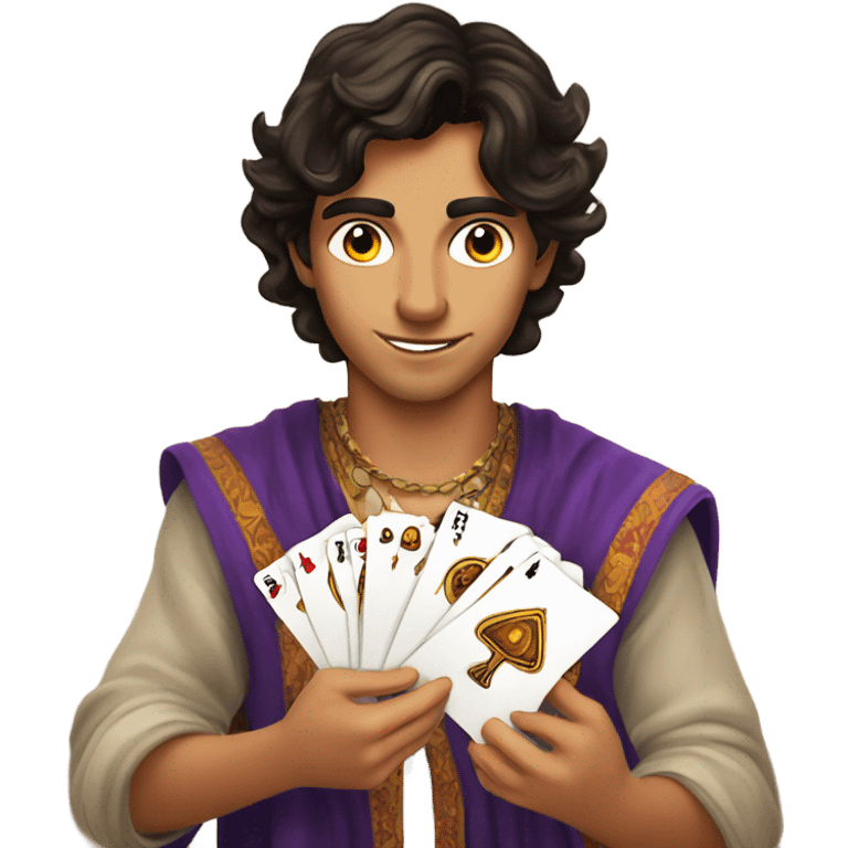 tanned pretty brunette boy fortune teller cards  emoji