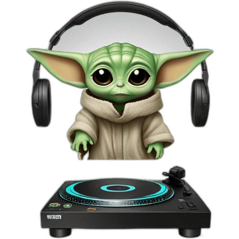 baby yoda full body dj headset and table emoji