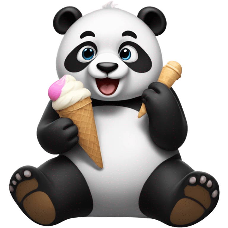 Panda eating ice cream emoji