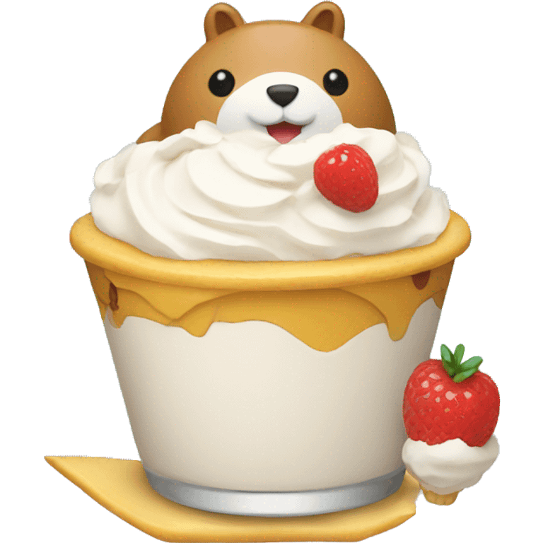 Animal enjoying a parfait emoji