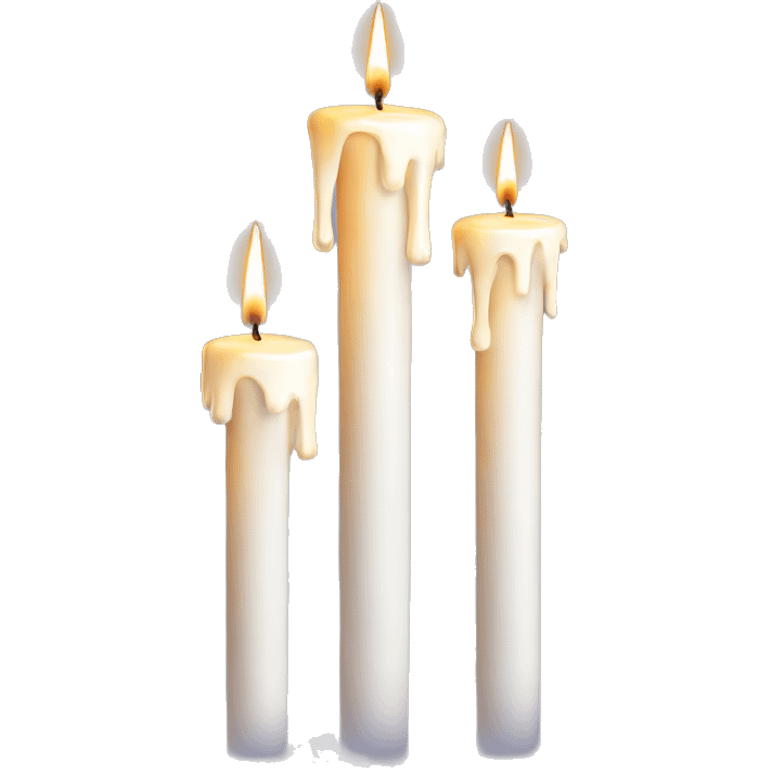 3 Tall white dripping candles emoji