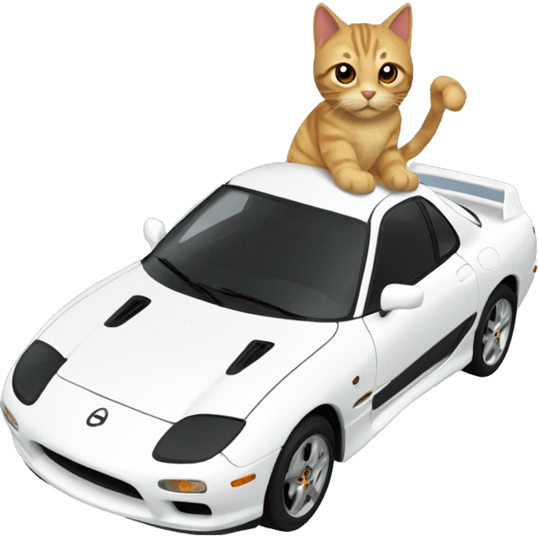 A cat driving a mazda rx7  emoji