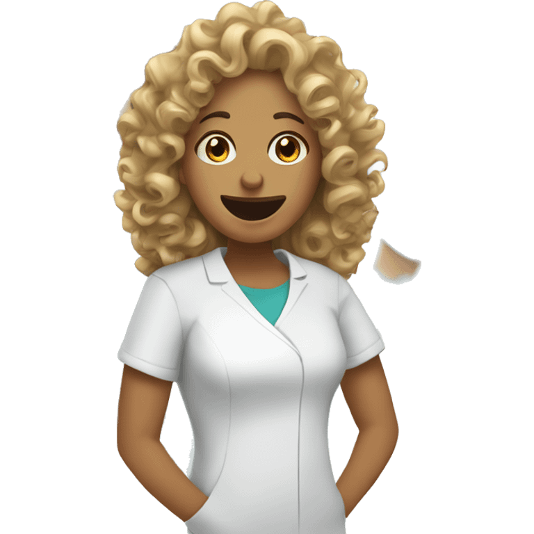 Curly hair woman at the dentist emoji