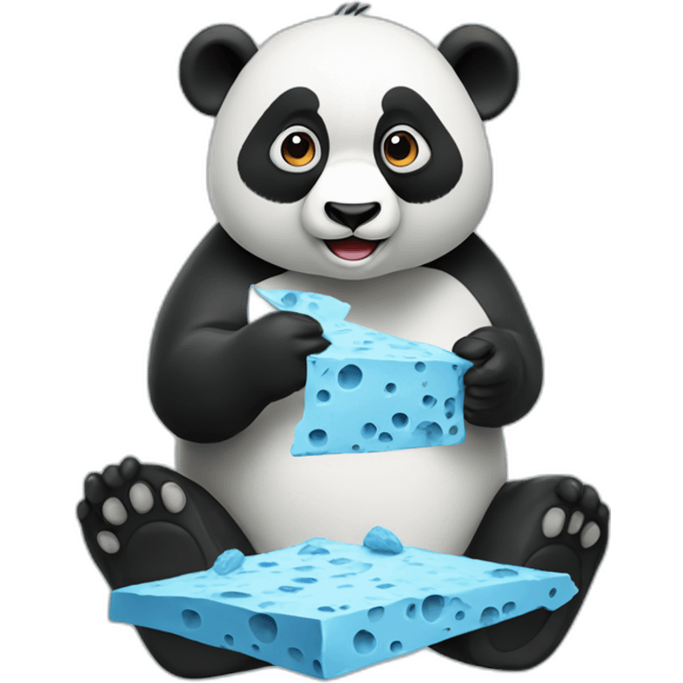 Panda bear eating blue cheese emoji