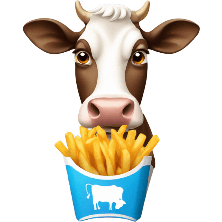 Cow eating fries emoji