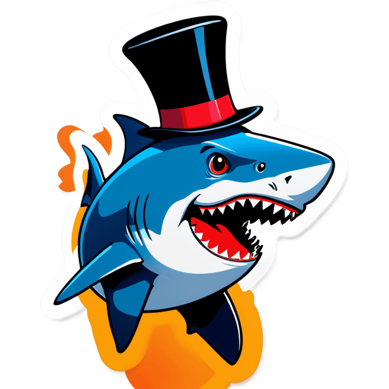 Shark with a top hat emoji