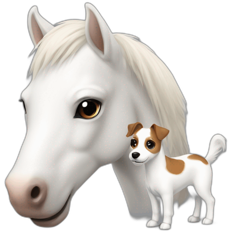 White pony with Jack Russel terrier emoji