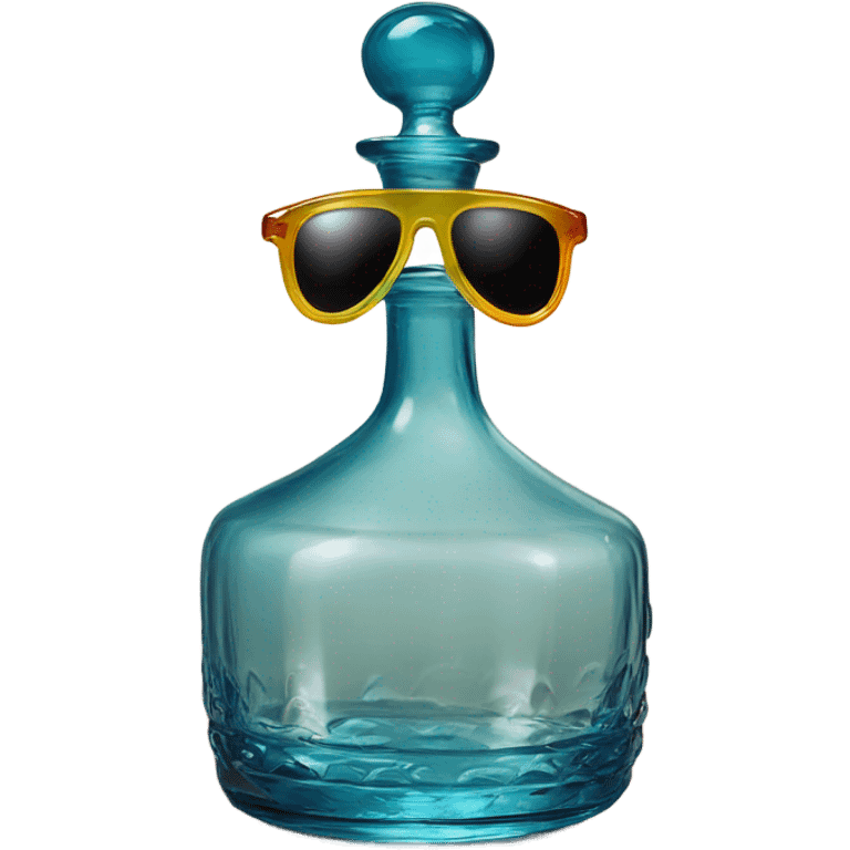 Blenko glass decanter with sunglasses  emoji