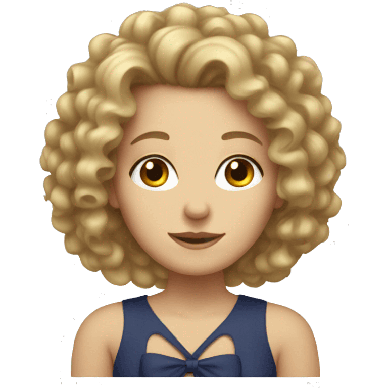 white woman with curly hair with bow in hair emoji