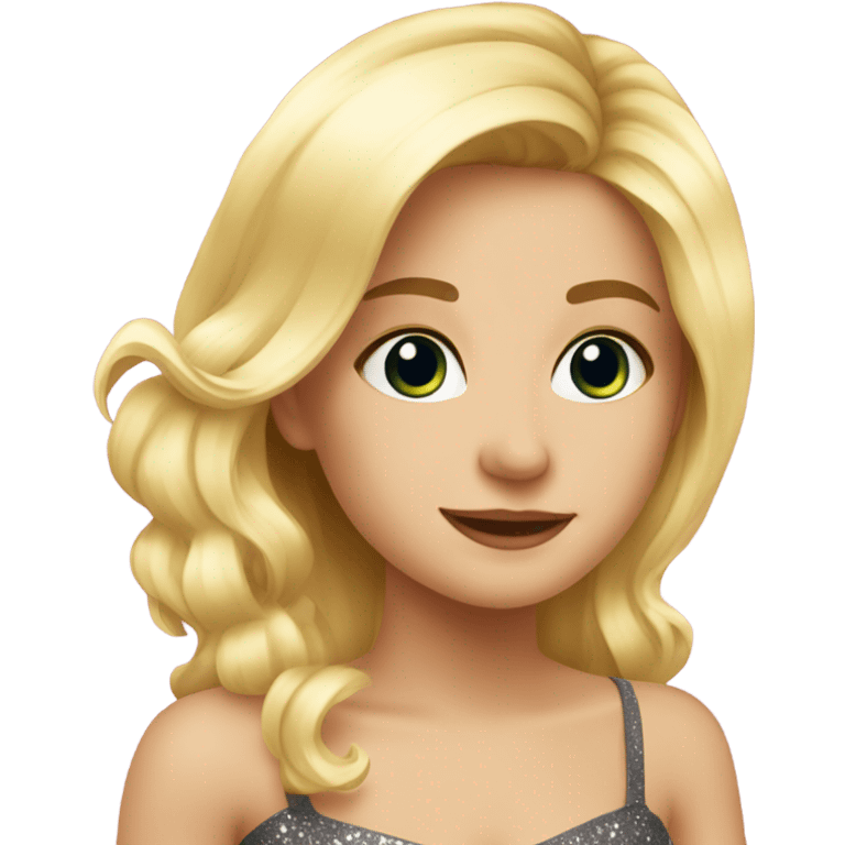 Blonde girl in dress at New Year’s party emoji