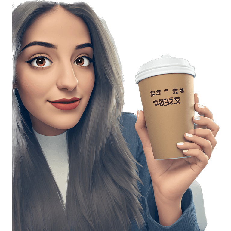 smiling girl with coffee cup emoji