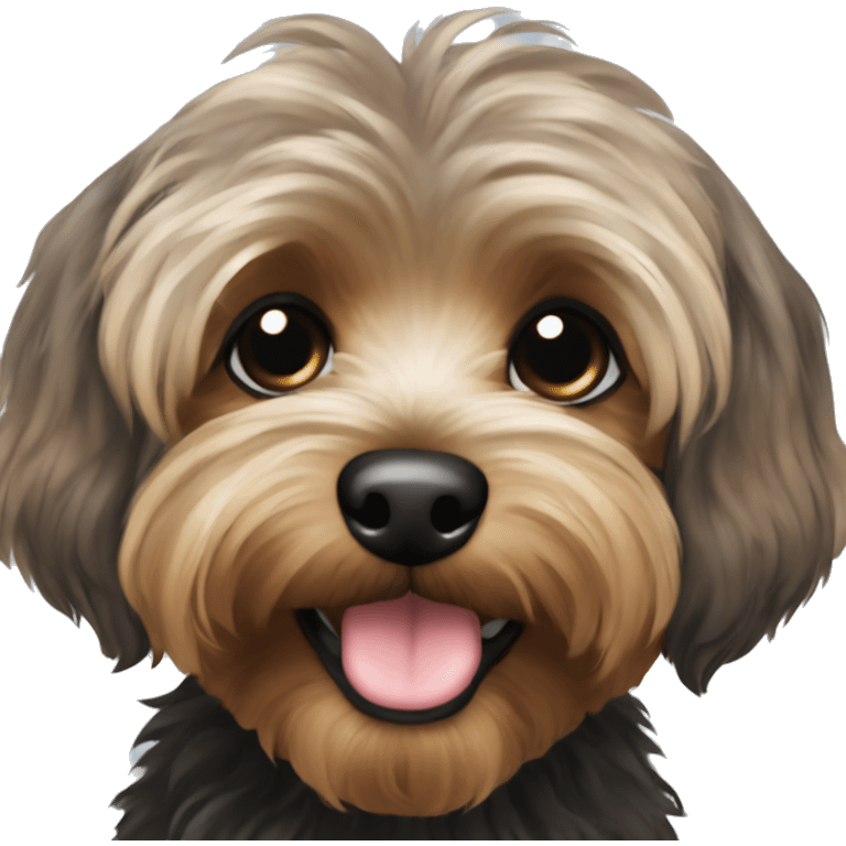 Yorkipoo with black and brown hair  emoji