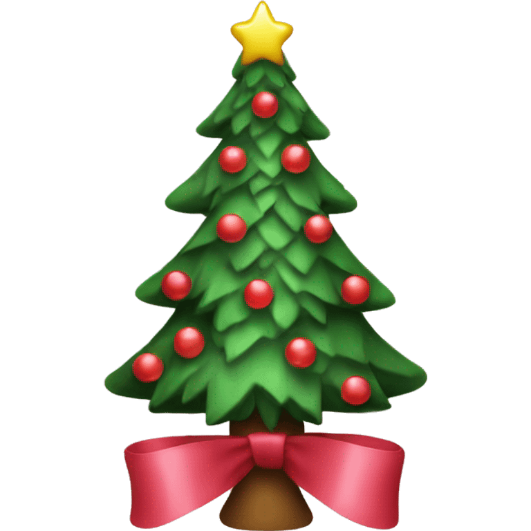 Christmas tree with red and green lights only. Add pastel pink ribbon on top. Be more detailed emoji