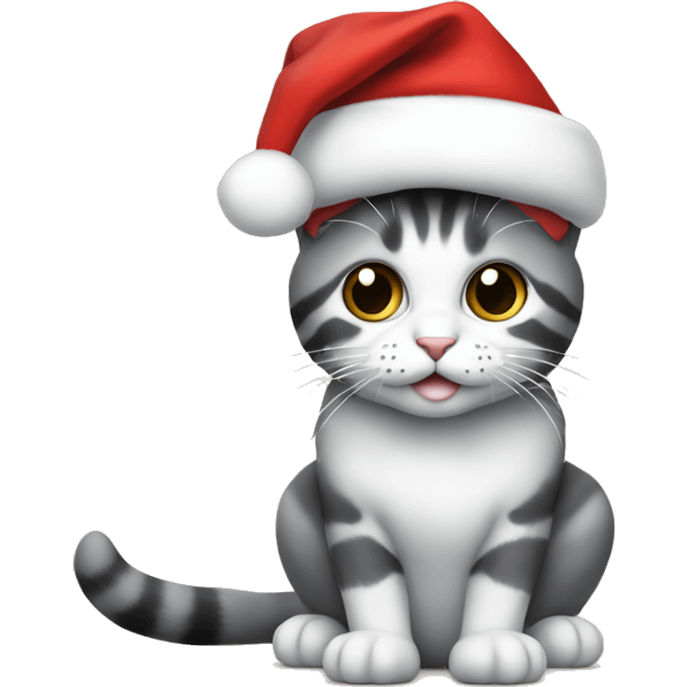 Um gato com chapéu de natal  emoji