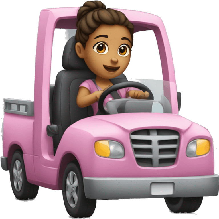 a bab girl driving a truck emoji