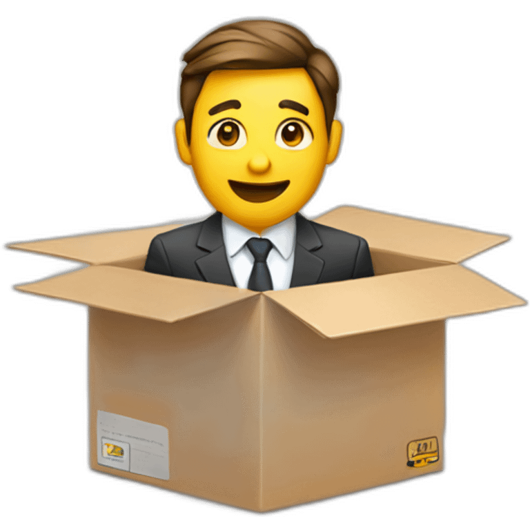 business man sticking out of box emoji