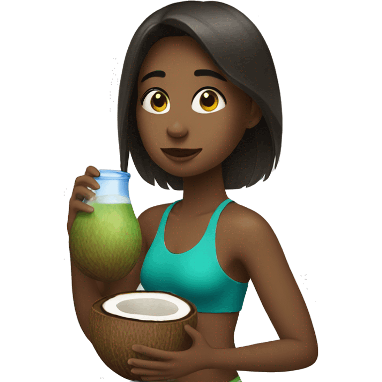 Girl drinking coconut water emoji