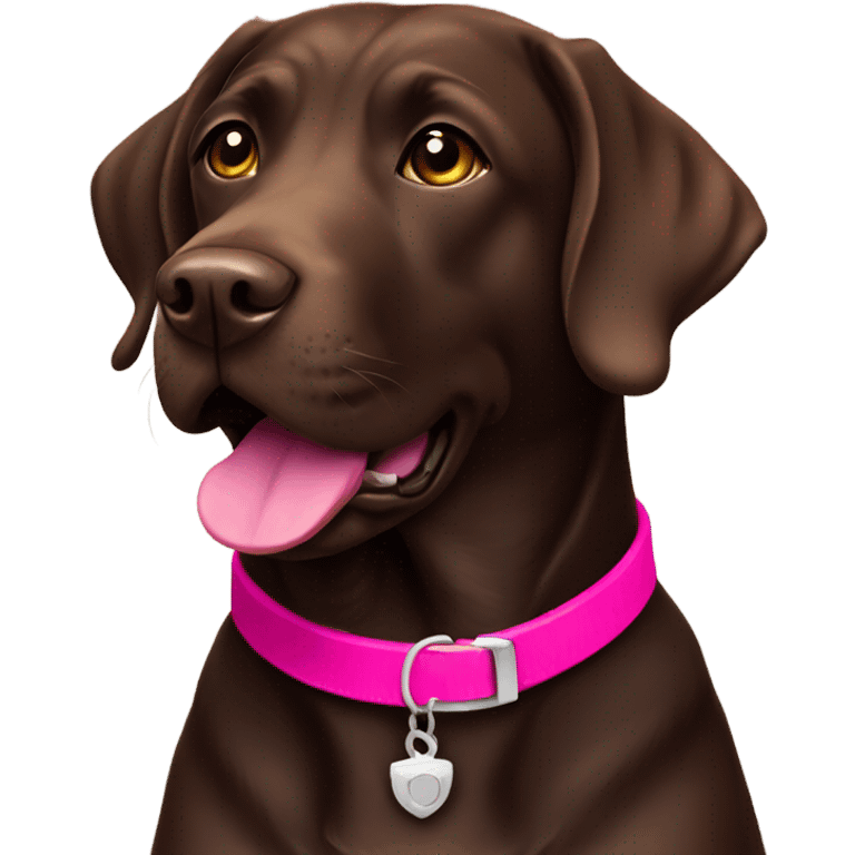 Dark brown labrador with hot pink collar emoji