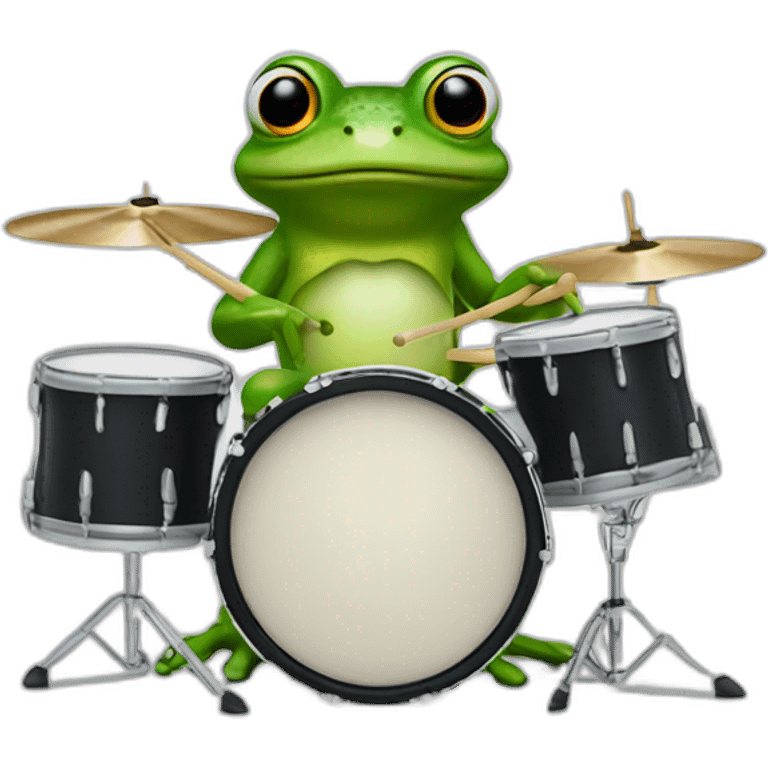 Frog playing drumset emoji