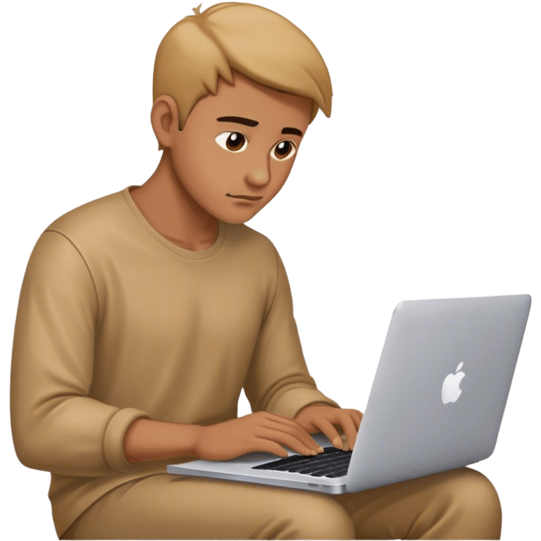 man working on his macbook laptop looking down emoji