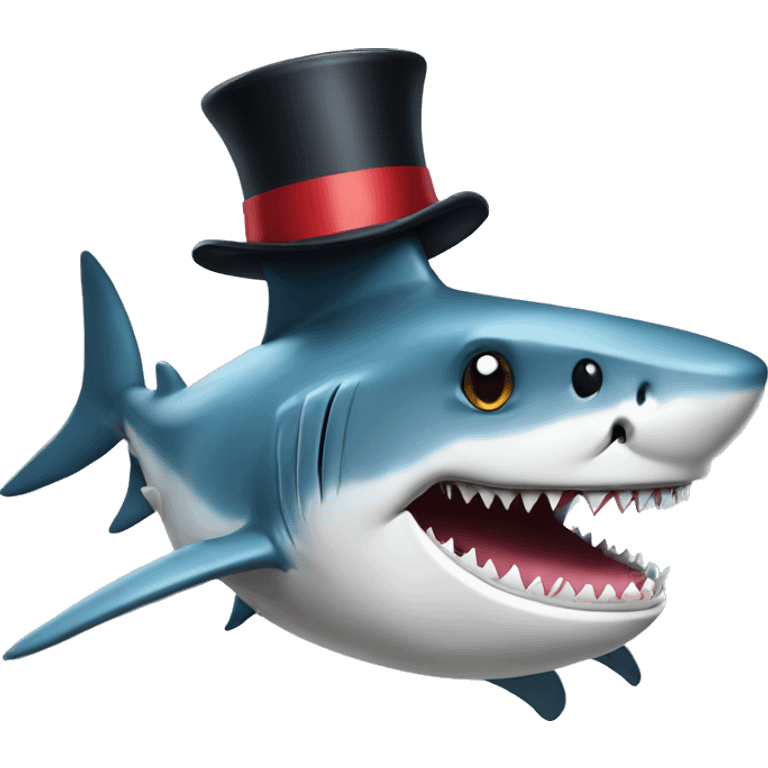 Shark with a top hat emoji