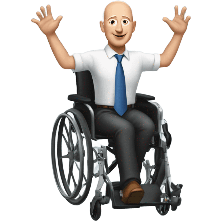 Jeff Bezos in a wheel chair dancing emoji